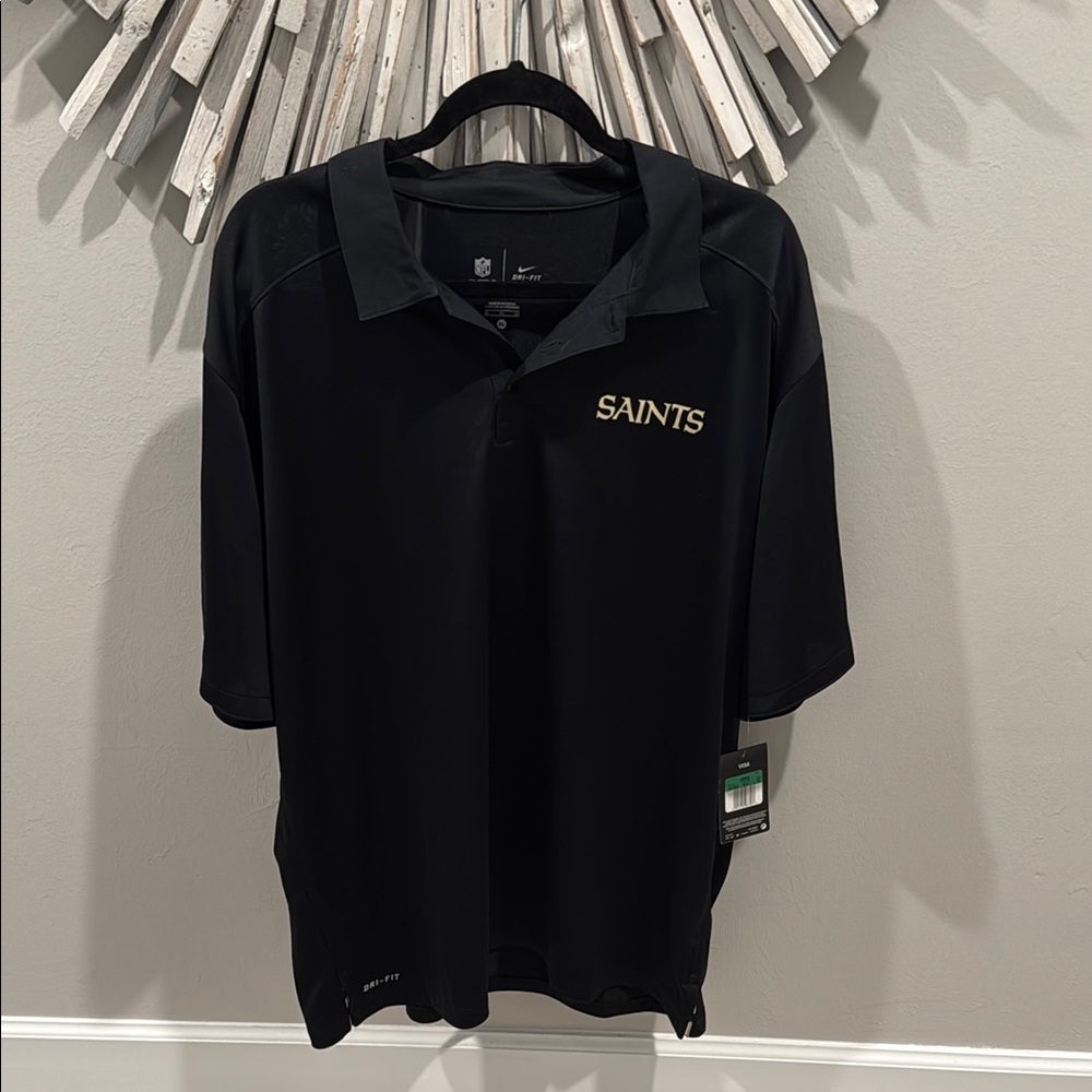 NWT Nike Dri-Fit Saints Black Polo Shirt
